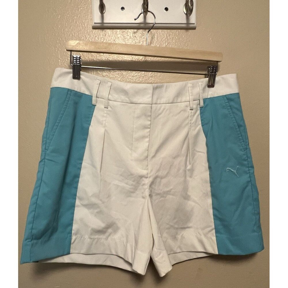 Puma Shorts Dry Cell Sport Shorts Tennis Golf Aqua Turq Blue White Women's Sz 12